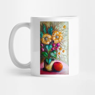 jar with yellow flowers and purple berries Mug